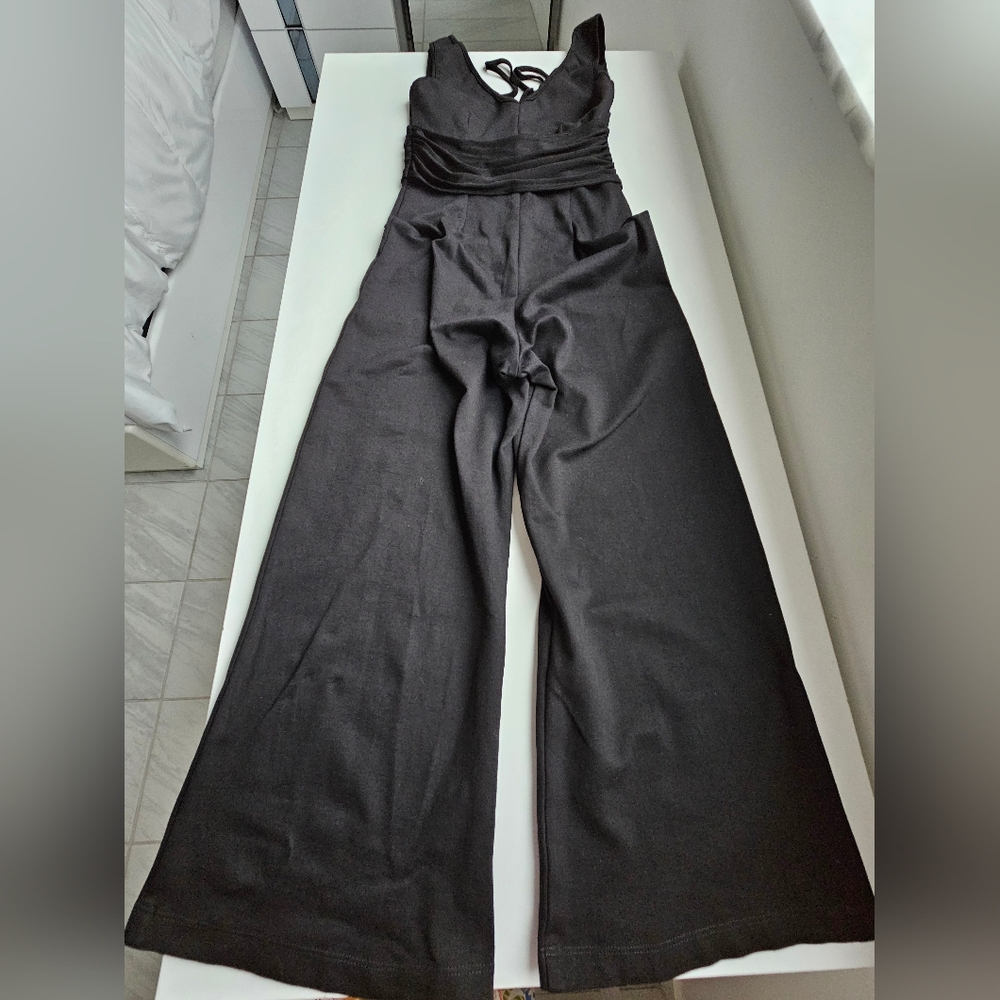 Cushnie Et Ochs × Carbone 38 Black Wide Leg Wrapped Waist Cut Out Jumpsuit - Picture 9 of 15